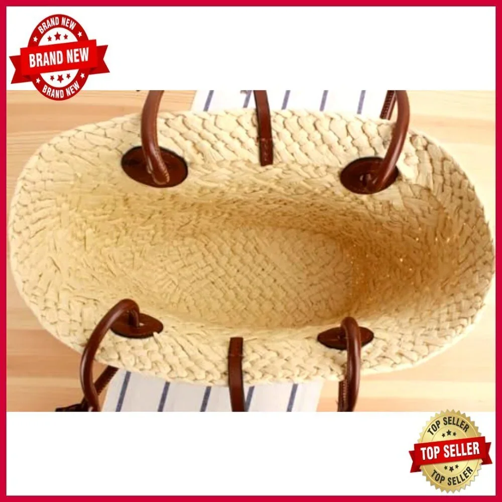 Large Straw Tote Bag Handmade Woven Beach Bag Shoulder Bag